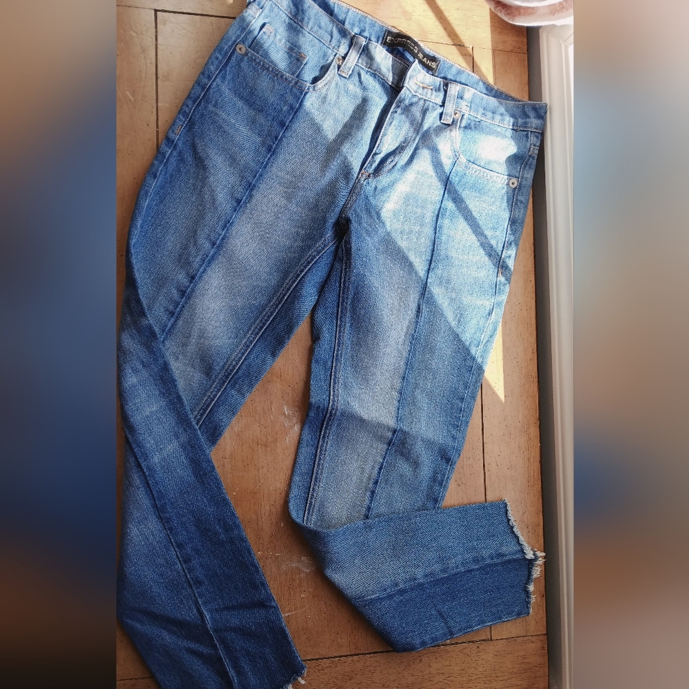 Express Women's Straight Leg Jeans in Blue Denim